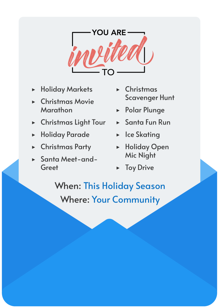 The image lists different holiday fundraiser ideas for events that are explained in the text below.