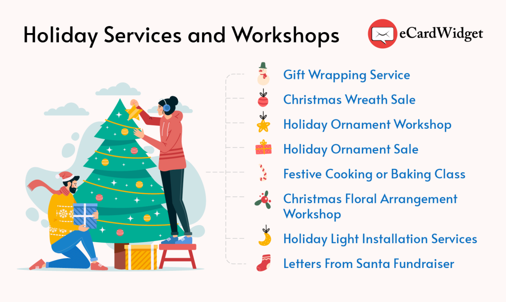 Services you can offer that work well as holiday fundraisers and are explained in the text below