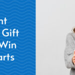 A smiling young adult holding a pink wrapped present, representing the concept of employee gifts, next to the words of the title.