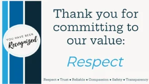 An employee recognition eCard created by Modivcare to thank employees for committing to the company's values.