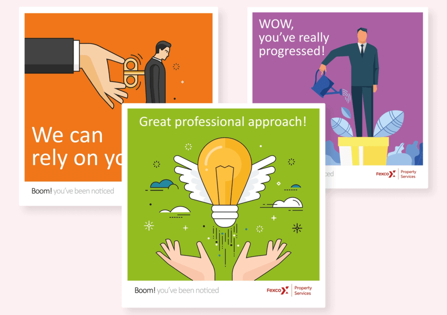 Fexco's employee appreciation eCards that emphasize professionalism, progression, and reliability