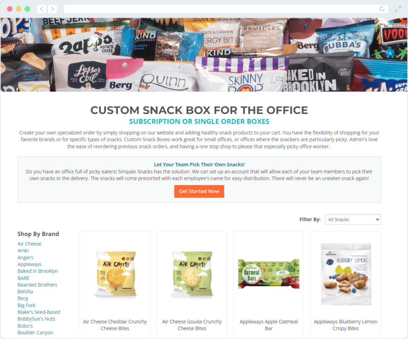 Use SnackNation’s employee recognition platform to create custom snack boxes for your employees.
