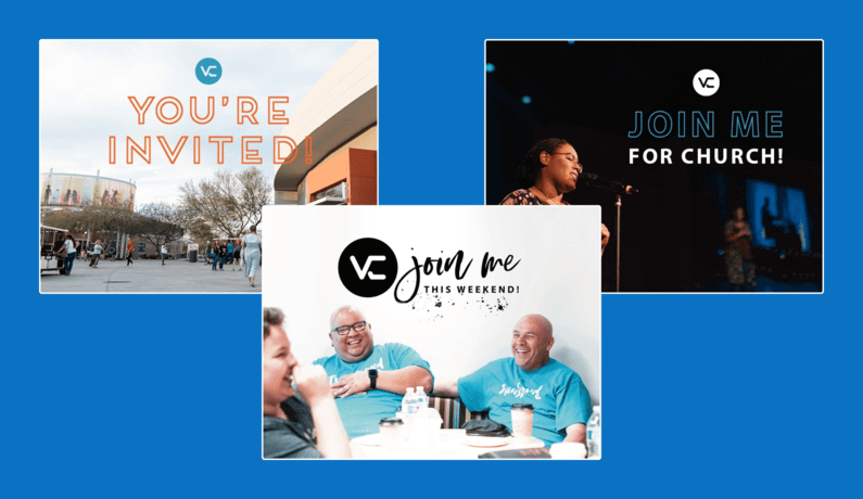 Invite supporters to your events with charity eCard invitations like these from Vineyard Church.