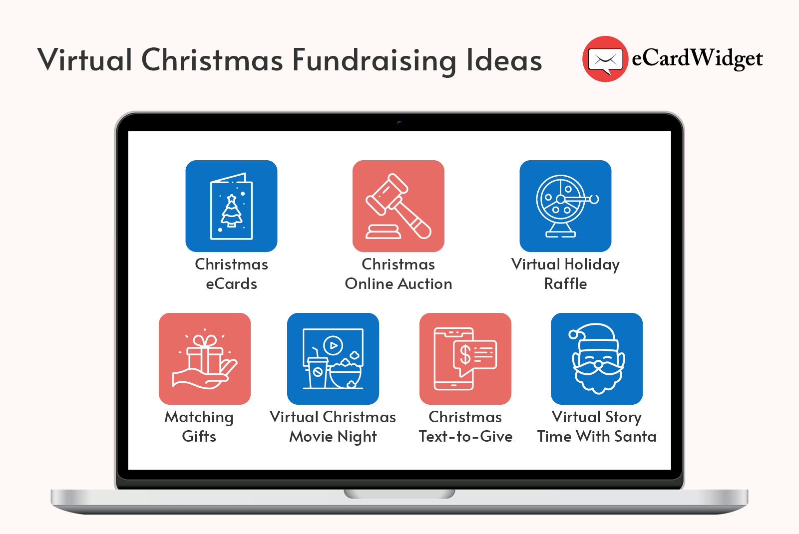Several virtual Christmas fundraising ideas that are explained in the text below