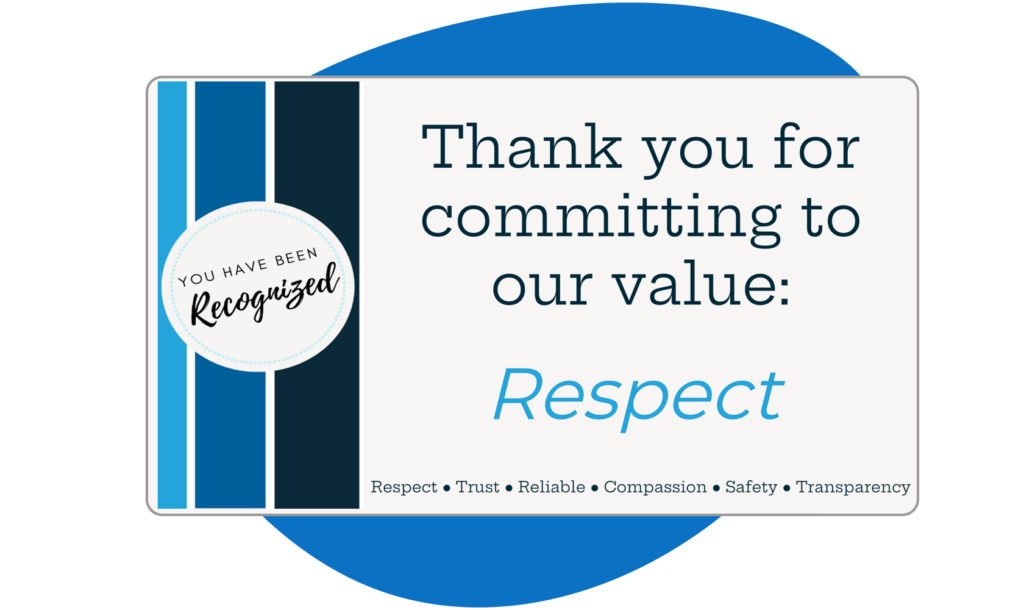 An example of an employee appreciation eCard for demonstrating the company value of respect. 
