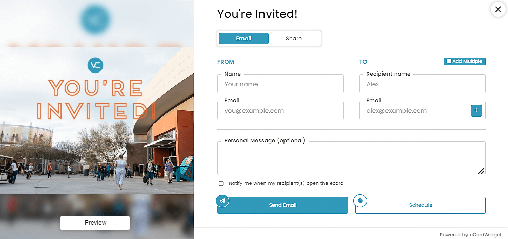 An event invitation eCard example to inspire your member appreciation day invitations.