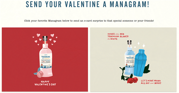 Teremana’s eCards are a visually appealing example of how supporters can help promote your Valentine’s Day fundraising by sending eCards.