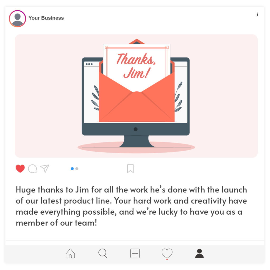 An example of a shout out on LinkedIn. 