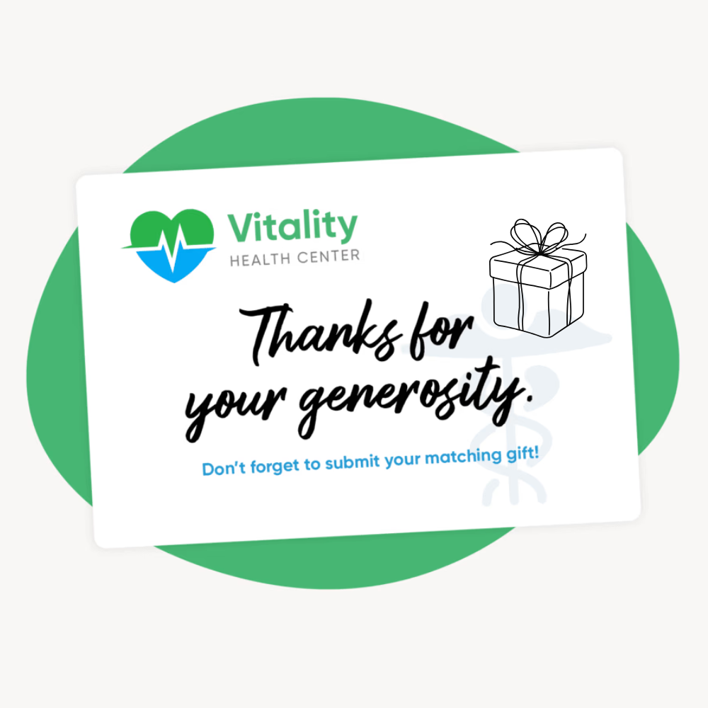 Example matching gift reminder eCard sent after a donation