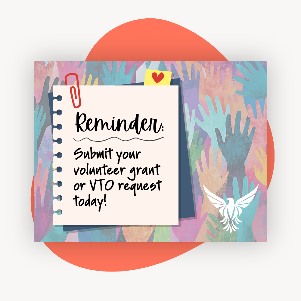 Example volunteer grant reminder eCard sent after a service shift