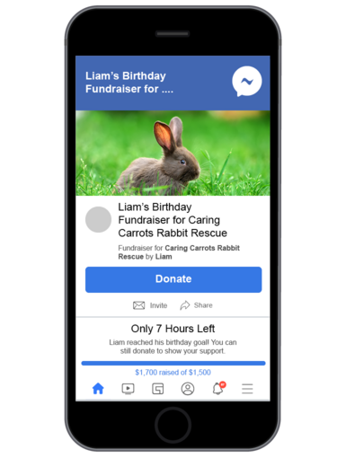 This is an example of a Facebook birthday fundraiser that a supporter can create for a nonprofit on the platform.
