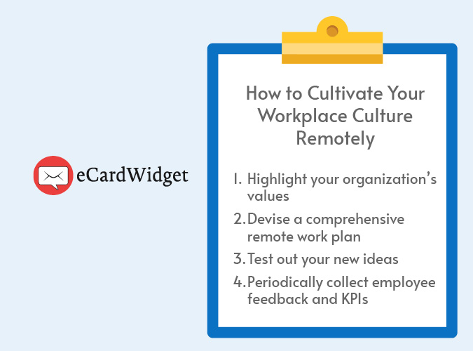 The 4 steps below are the general guidelines for cultivating a thriving workplace culture remotely.