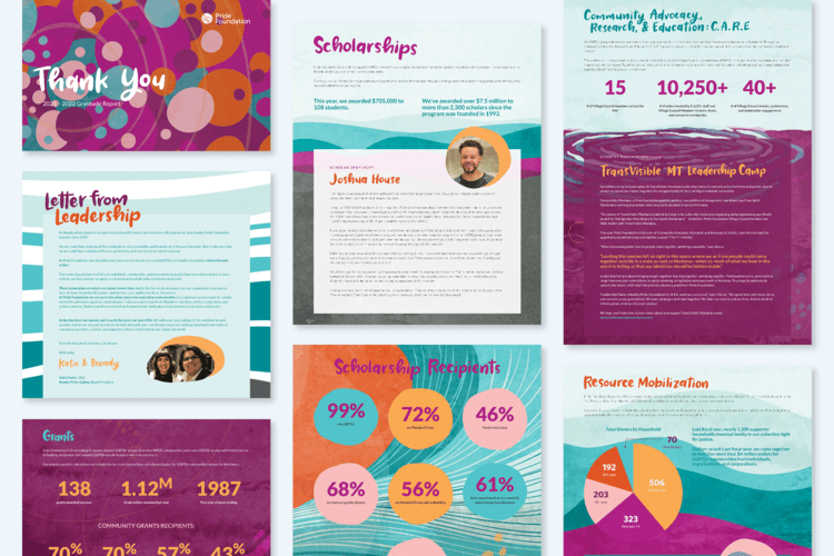 This graphic shows a glimpse of the Pride Foundation’s Gratitude Report as a unique way to thank donors.